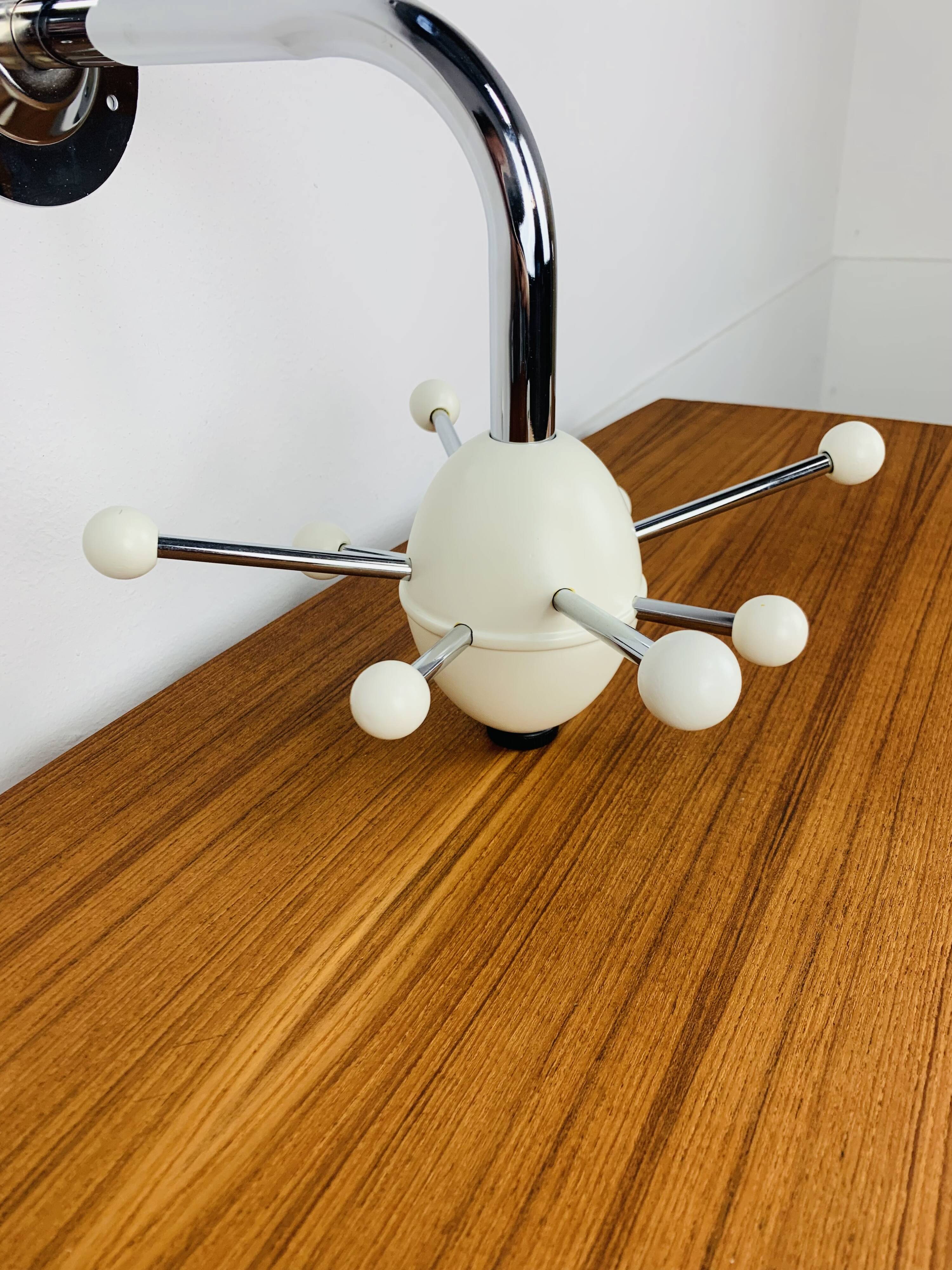 Sputnik wall coat rack, white and chrome, vintage