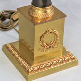 Lamp in gilded bronze and patinated empire style pleated lampshade