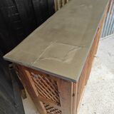 Support buffet in solid pine, zinc top, late 19th century.