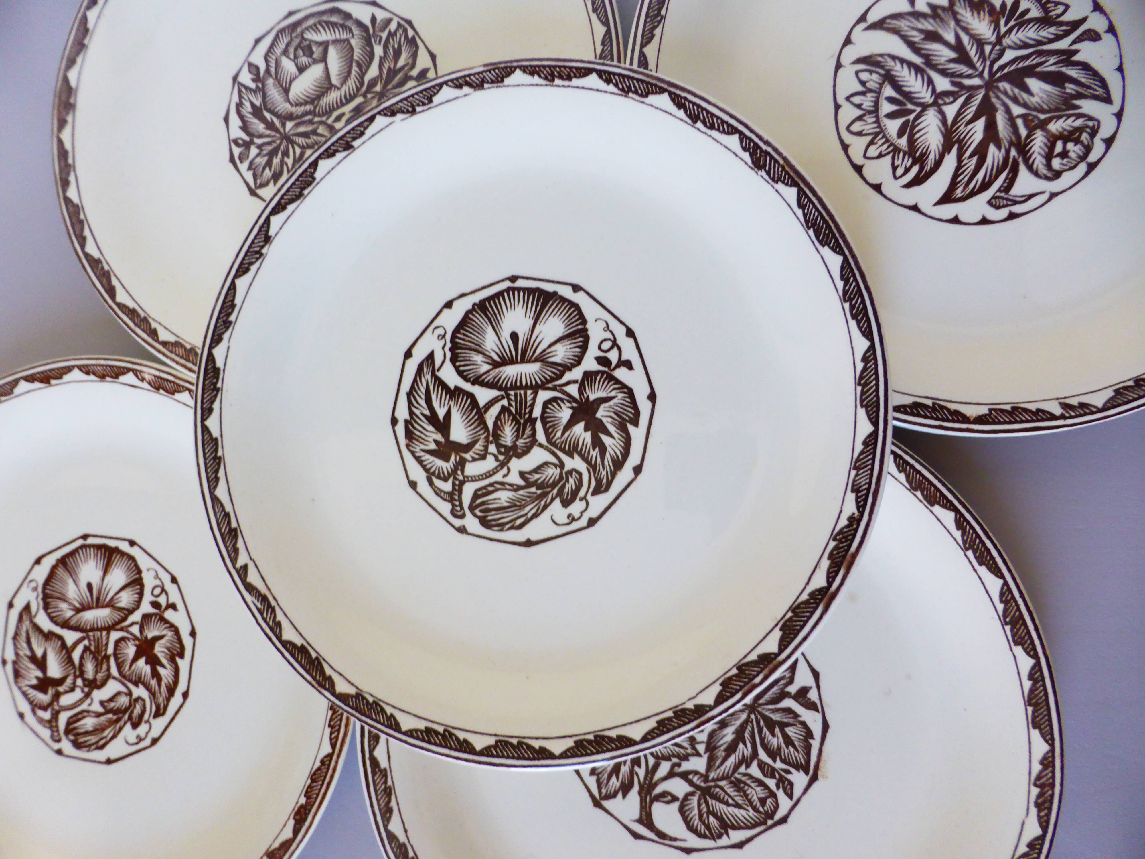 5 Sarreguemines dessert plates, Argonne model