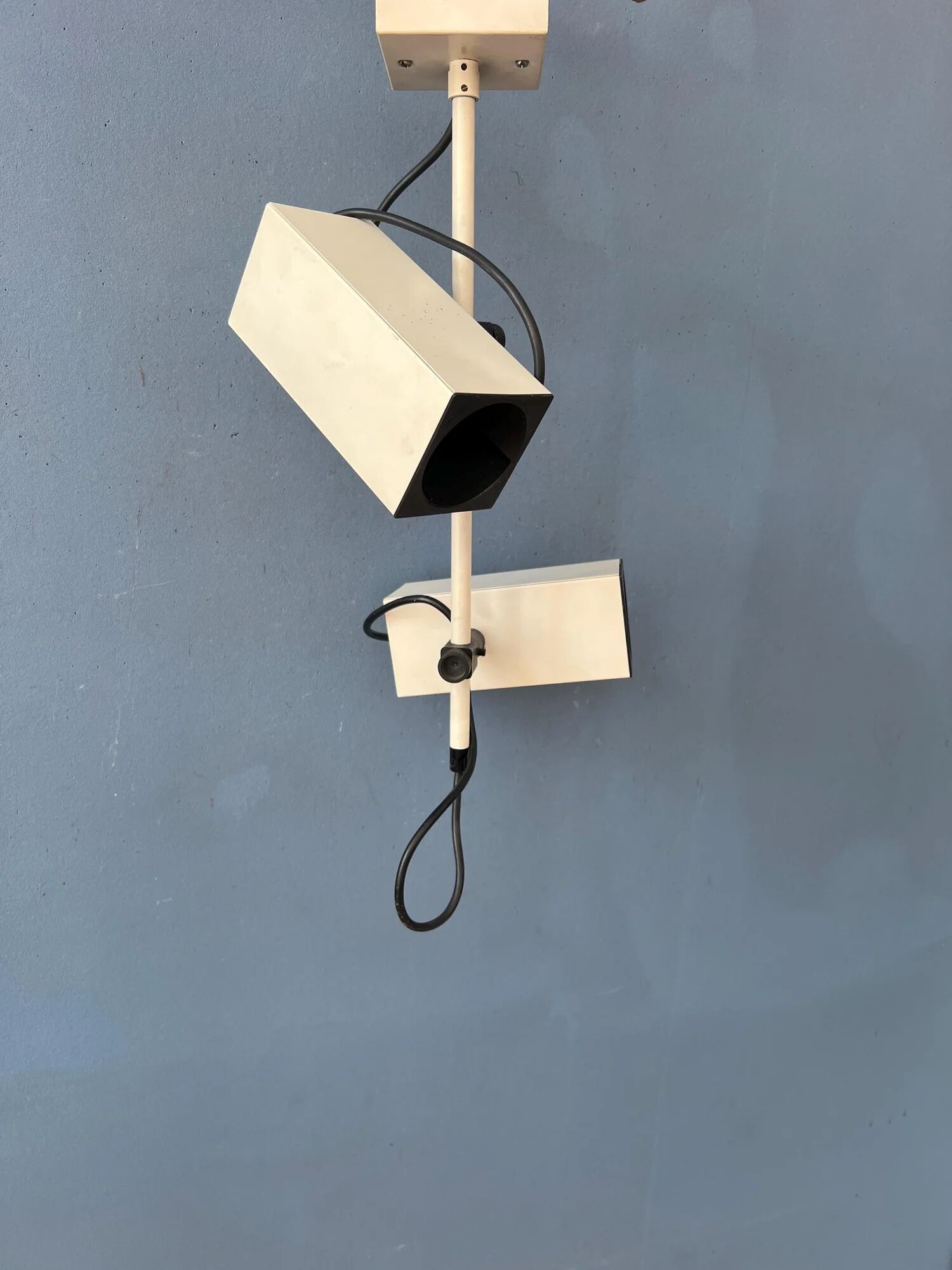 Vintage Philips beige downrod ceiling lamp