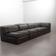 Durlet 'Jeep' Modular Sofa in Anthracite Grey Leather, Belgium 1970s