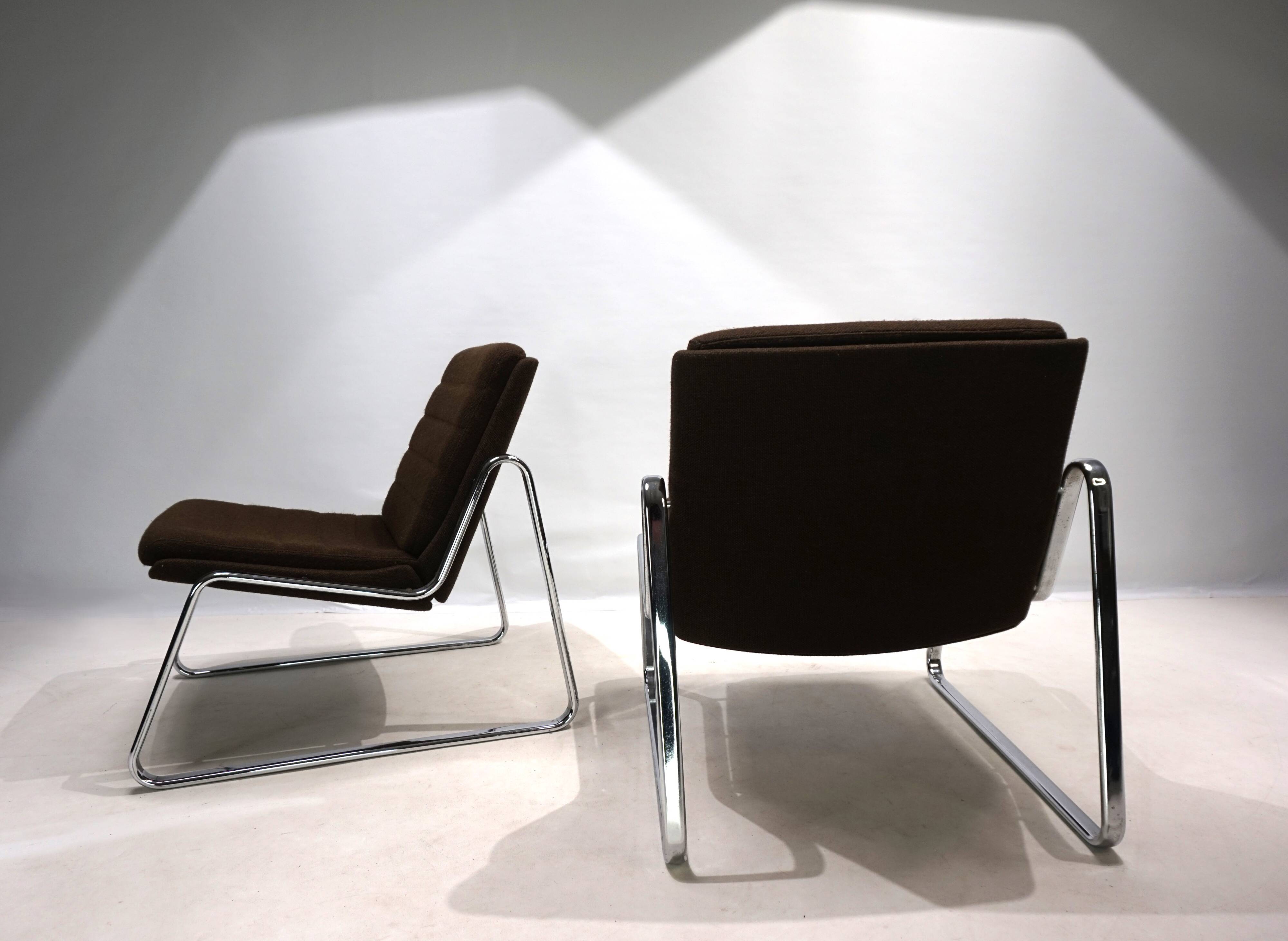 Set of two Drabert chrome lounge chairs by Gerd Lange, 1970