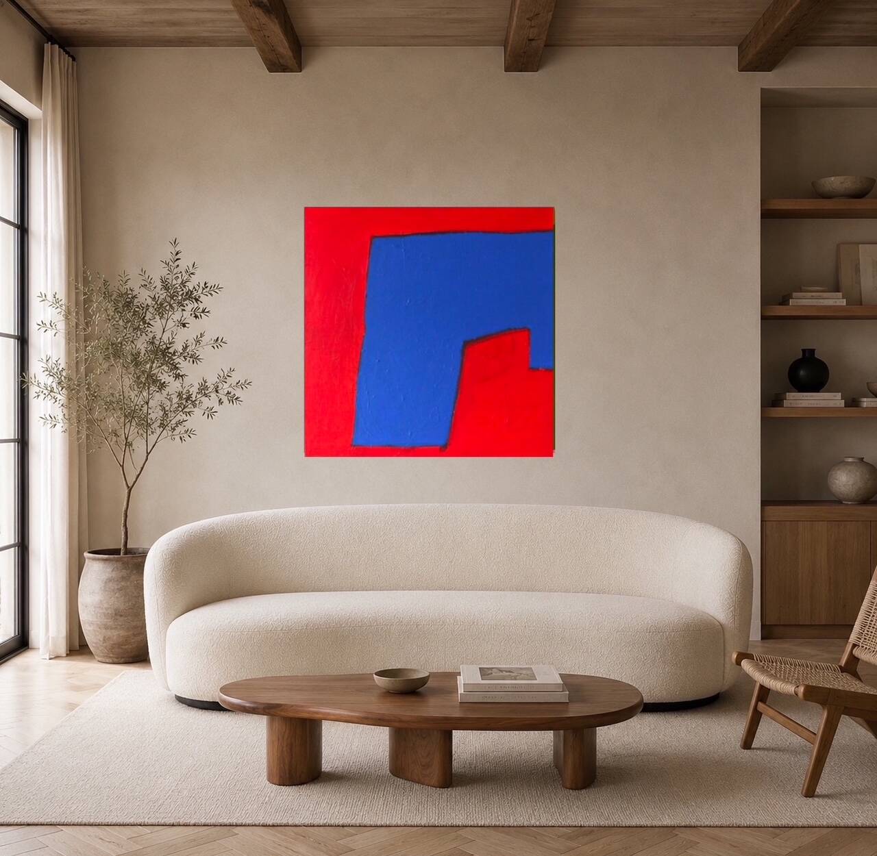 Minimalist abstract "blue shape" signed