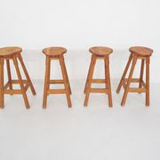Tabourets de bar scandinaves modernes en pin des années 1970