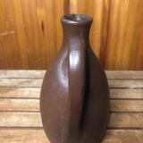 Ancienne Bouteille En Grès Marron Signature Vintage #A589