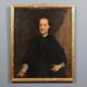 Ancient painting, portrait of a clergyman, oil on canvas, 18th century.