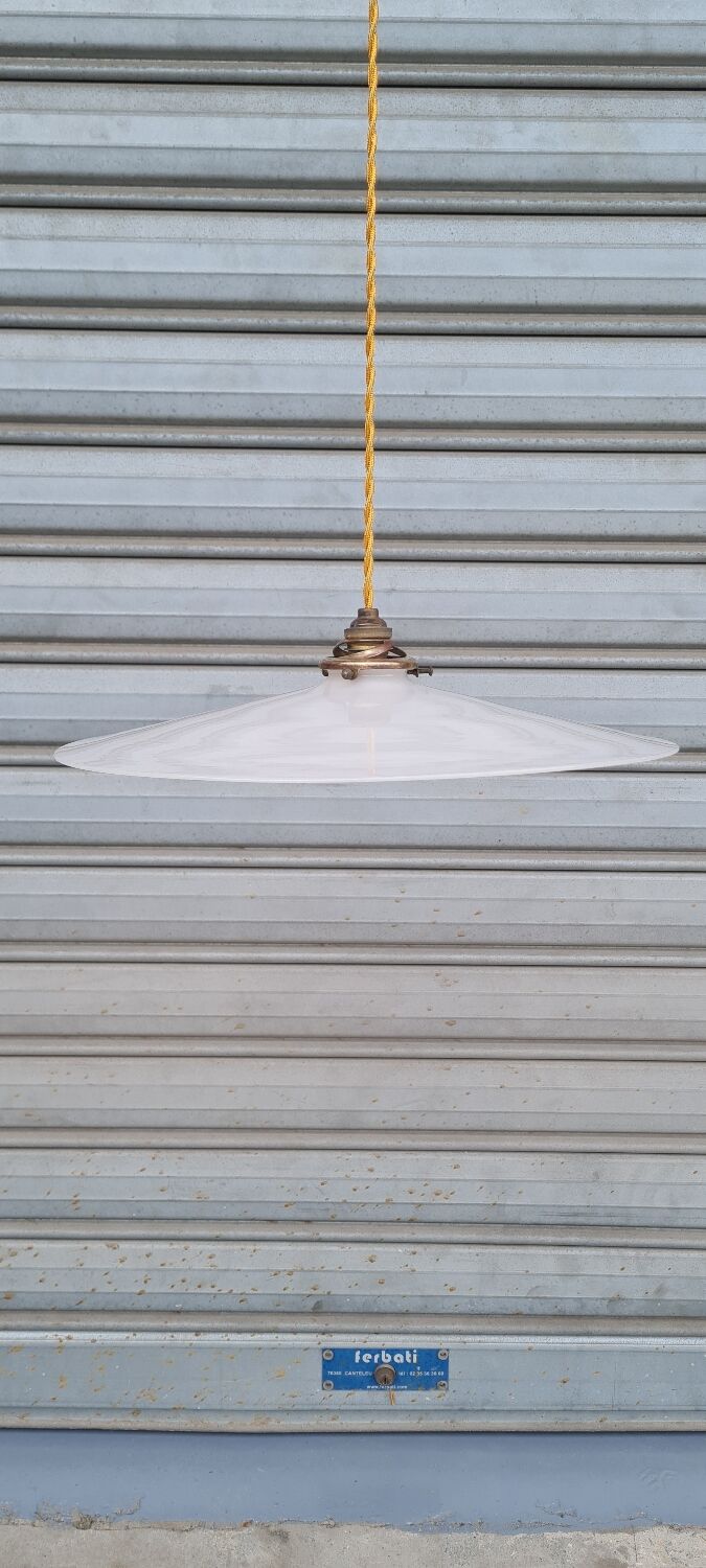 Large white opaline pendant light