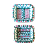 Set of 2 dishes pink and green ceramic trays by Robert Picault Vallauris