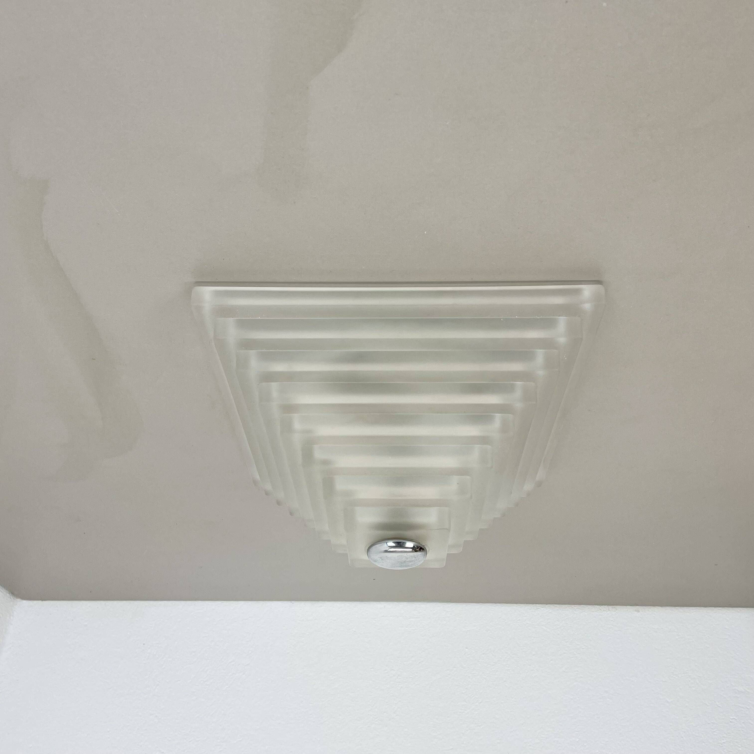 Cubic satin white glass wall light by glashütte limburg attrib., germany 1980s