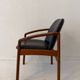 Mid-century modern chair in teak and black leather, Germany, 1960s