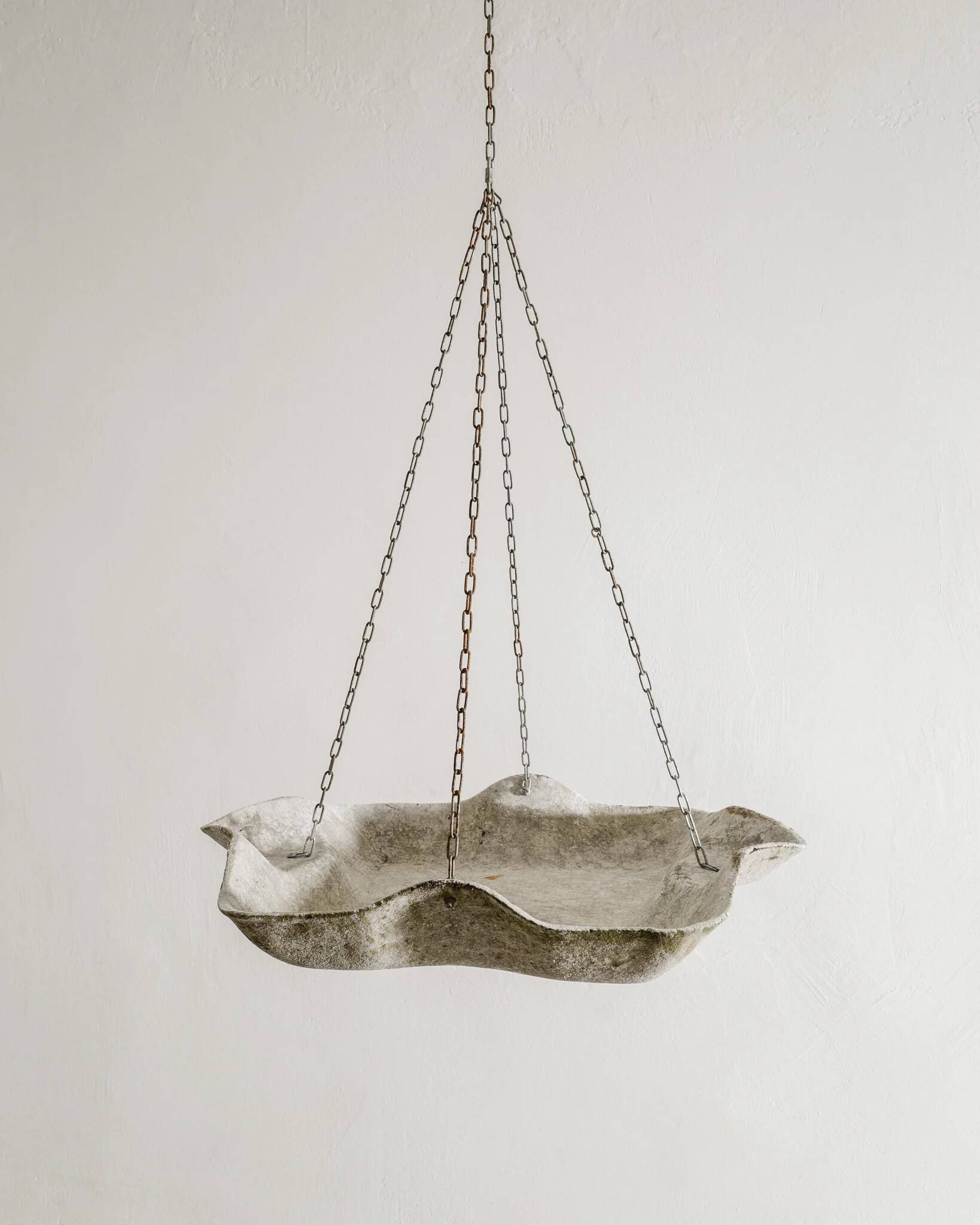 Mid Century Hanging Planter in Concrete with Chains by Willy Guhl, 1950s