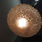 1970s vintage cut glass suspension – retro design ball lamp – L