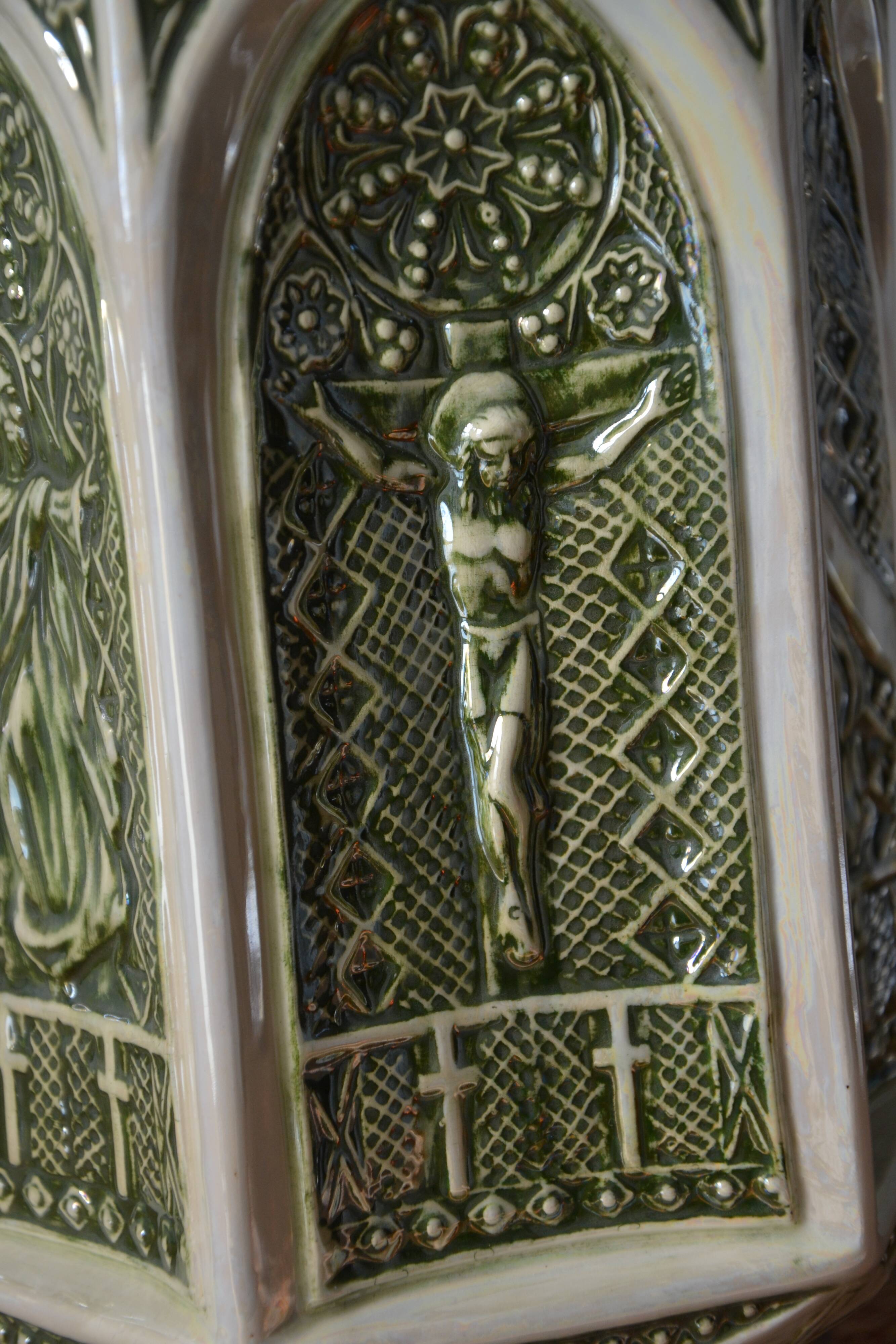 Decorative pitcher/sculpture in ceramic signed JMS