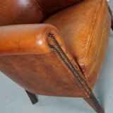 Vintage Dutch Cognac Colored Leather Club Chair