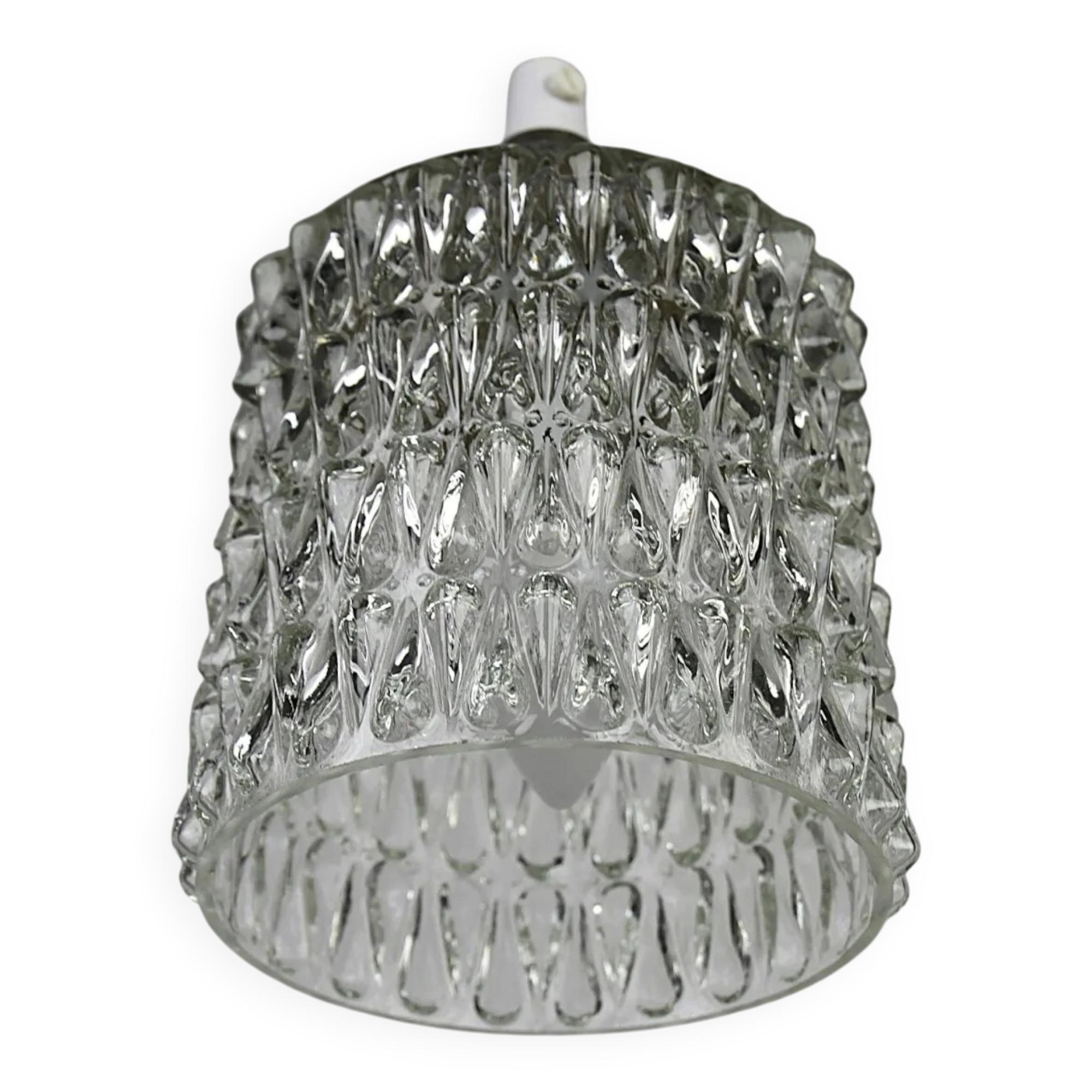 Pressed Crystal Glass Pendant Lamp with Tear Drop Pattern, Sweden, 1960s