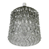 Pressed Crystal Glass Pendant Lamp with Tear Drop Pattern, Sweden, 1960s