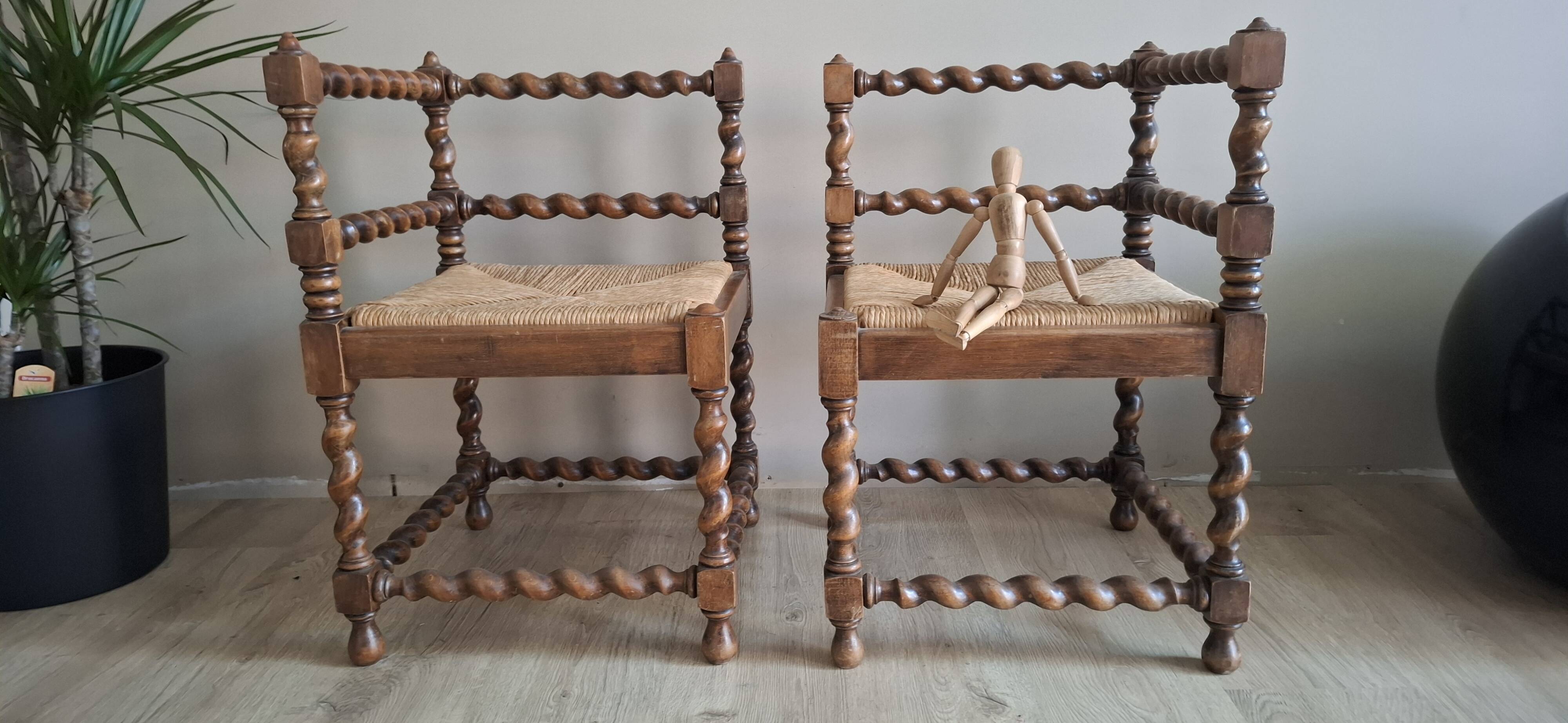 Pair of corner chairs with fireside