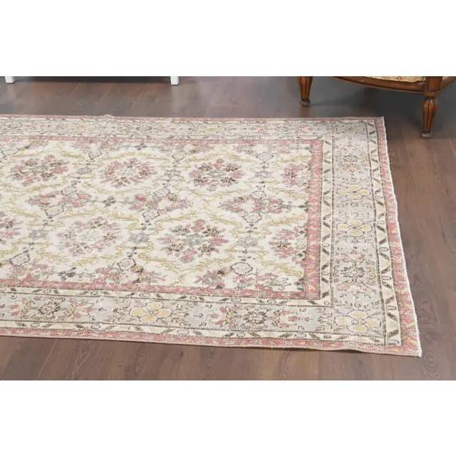 Vintage Turkish Hand-Knotted Wool Cotton Beige Area Rug 169x304