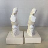 Pair of white horse bookends