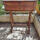 Console, side desk or dressing table in wood with marquetry top and 2 drawers