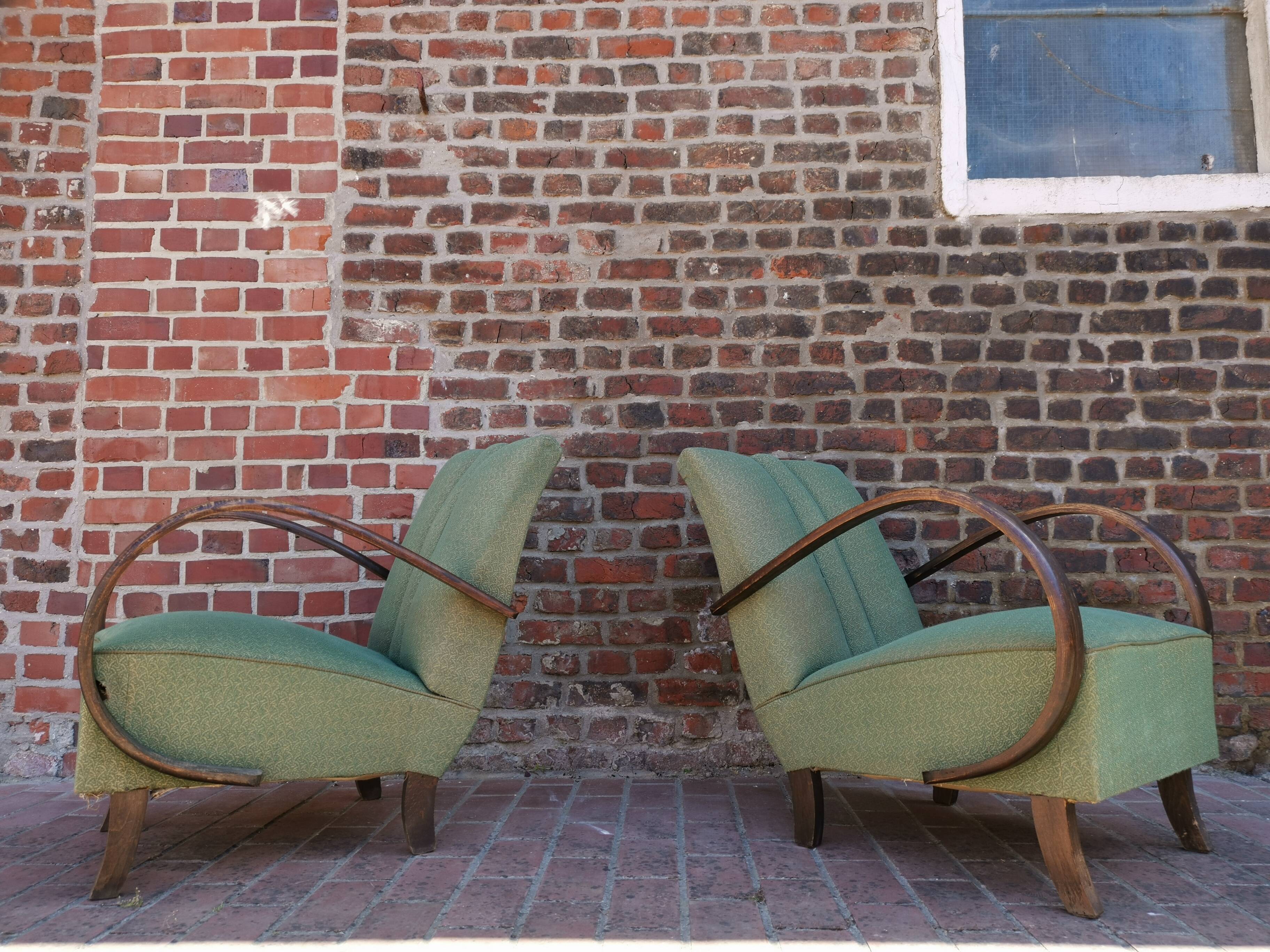 Paire de fauteuils art déco par Jindřich Halabala pour Thonet 1930