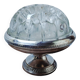 Glass flower arrangement from REIMS on a silver-plated metal stand.