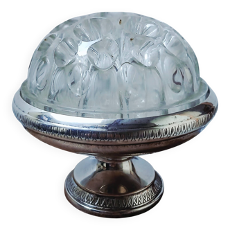 Glass flower arrangement from REIMS on a silver-plated metal stand.