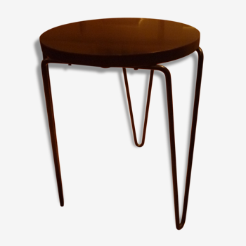 "75" black stool, Florence KNOLL, design 50 s