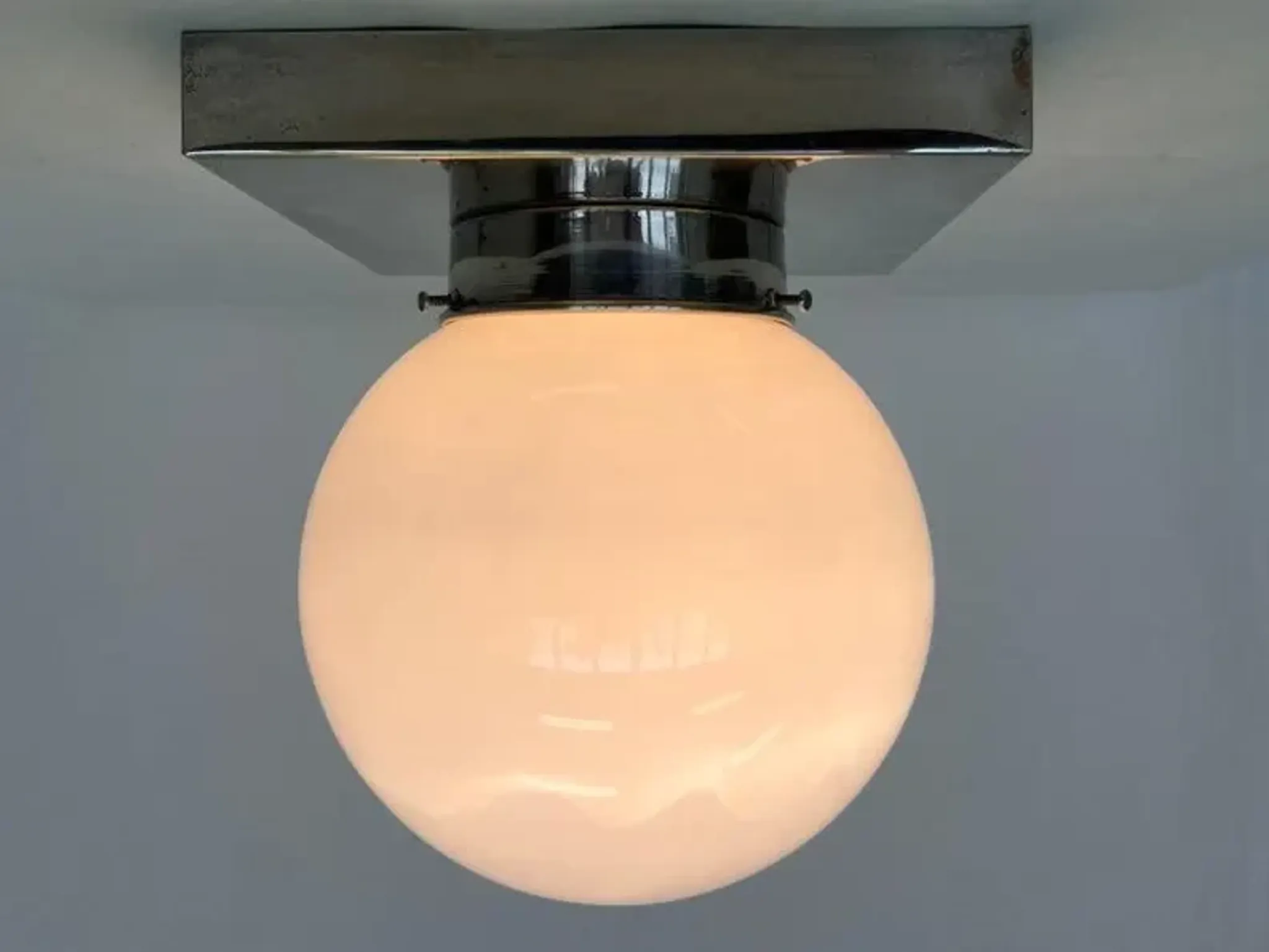 Design Chrome and glass Bauhaus Ceiling Lamp / Flushmounts, 1930s