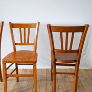 Set of 3 wooden bistro chairs 1950