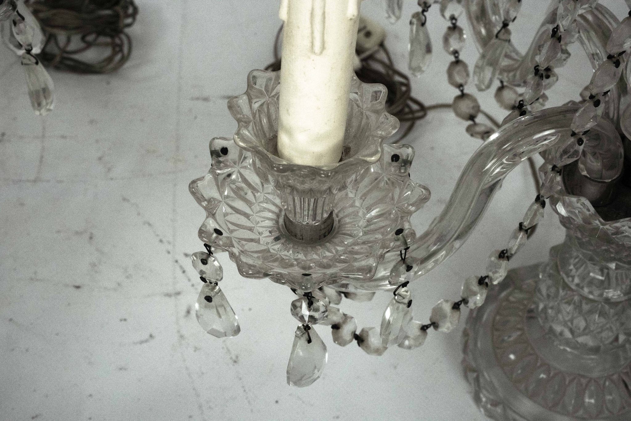 Maria Theresa Crystal Candelabra Table Lamps. Set of two. Italy 1940s