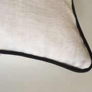 Cushion in old linen canvas 19th old black piping