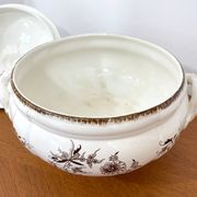 Soup tureen / Vegetable dish in earthenware - Sarreguemines - 1940s/50s
