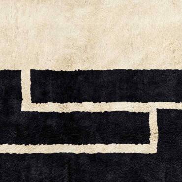 Tapis blanc-noir fait main traditionnelle 250cmx150cm