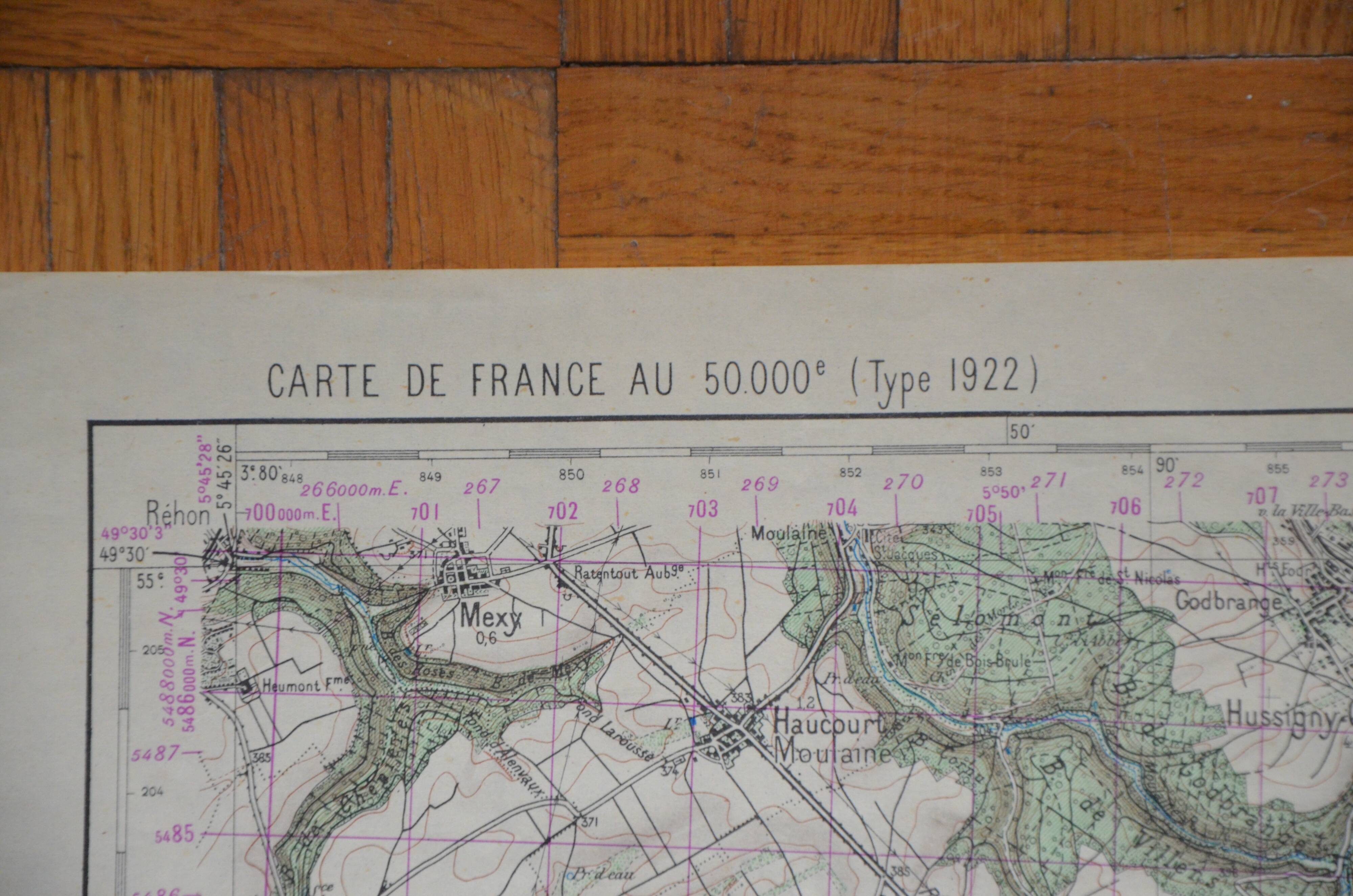 Vintage map of Audun-le-Roman