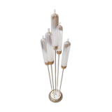 Mid-Century Modern Brass Reed Floor Lamp Murano Glass by Mazzega