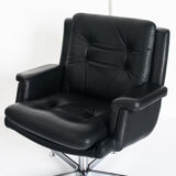 Vintage leather revolving chair, France 1960