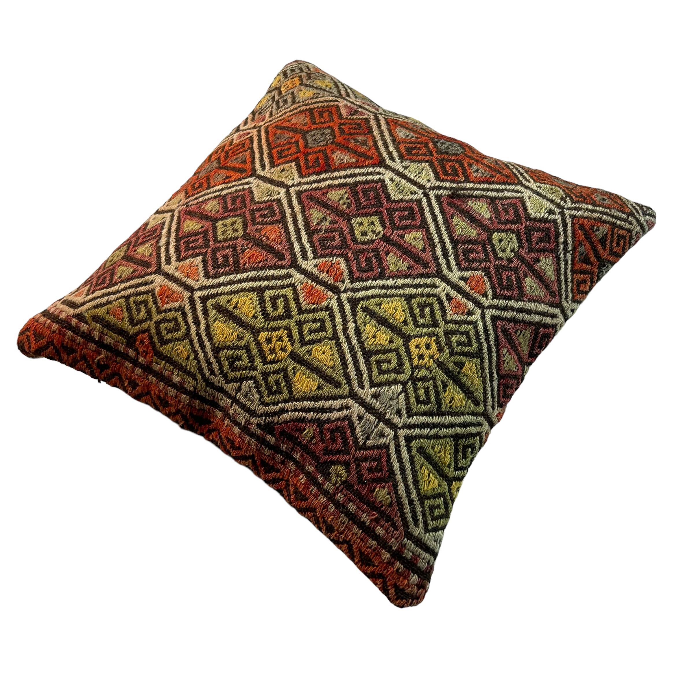 VINTAGE TURKISH KILIM CUSHION COVER , 45 X 45 CM