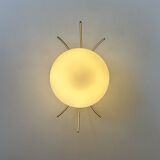 Pair of vintage wall lights, chrome and opaline, France, 1970