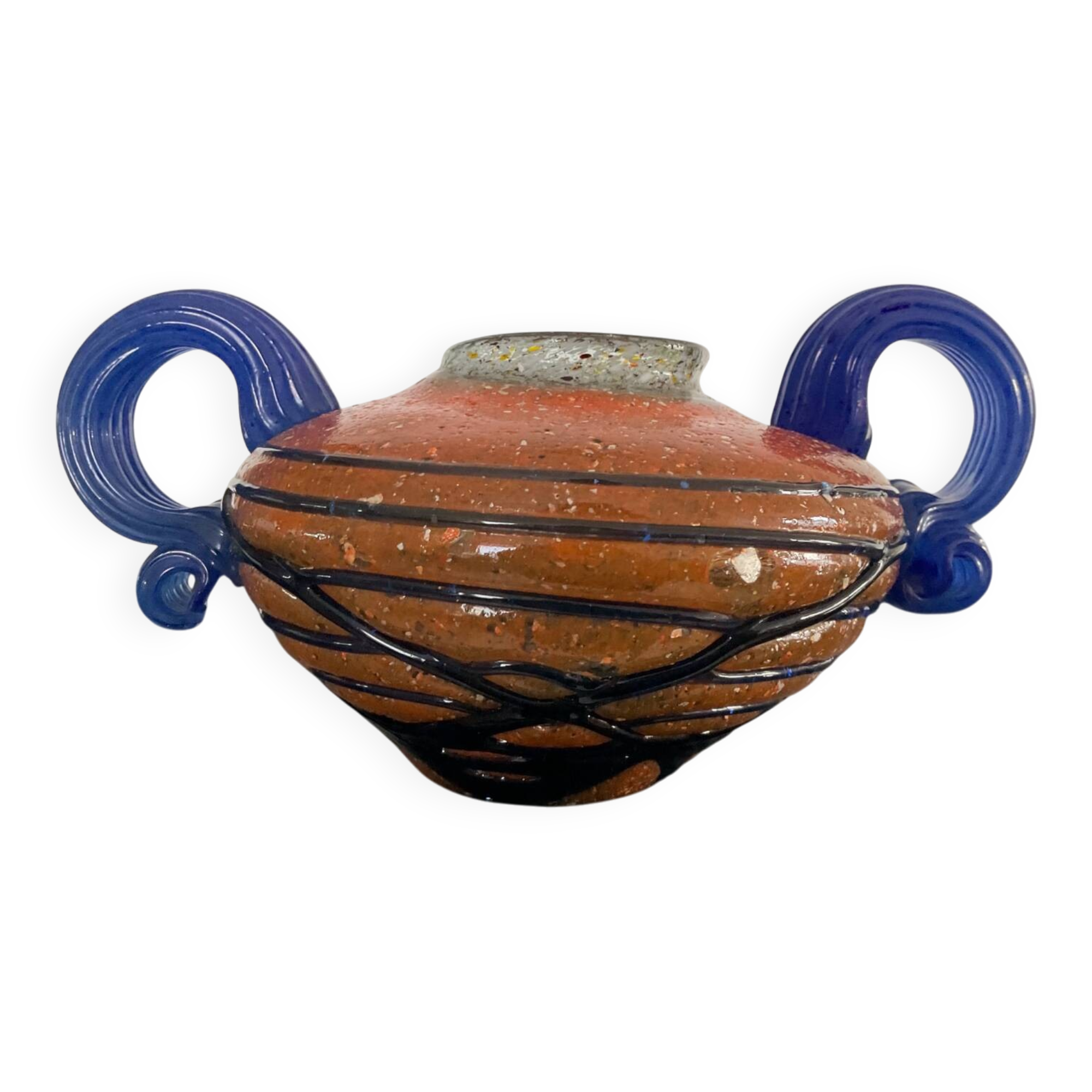 Vintage glass paste vase with handles