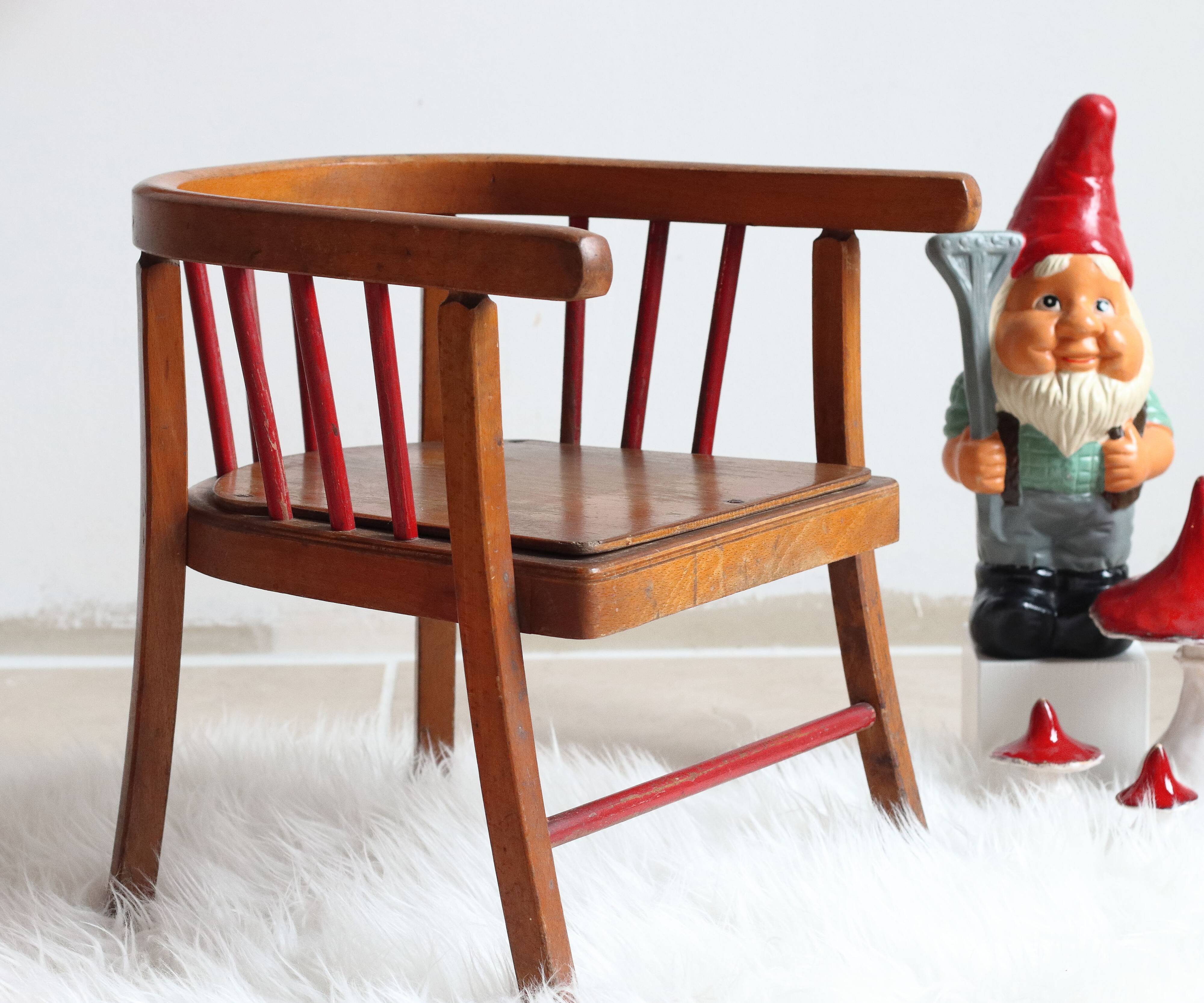 Vintage Baumann wooden children's chair/armchair with bars, 1950s