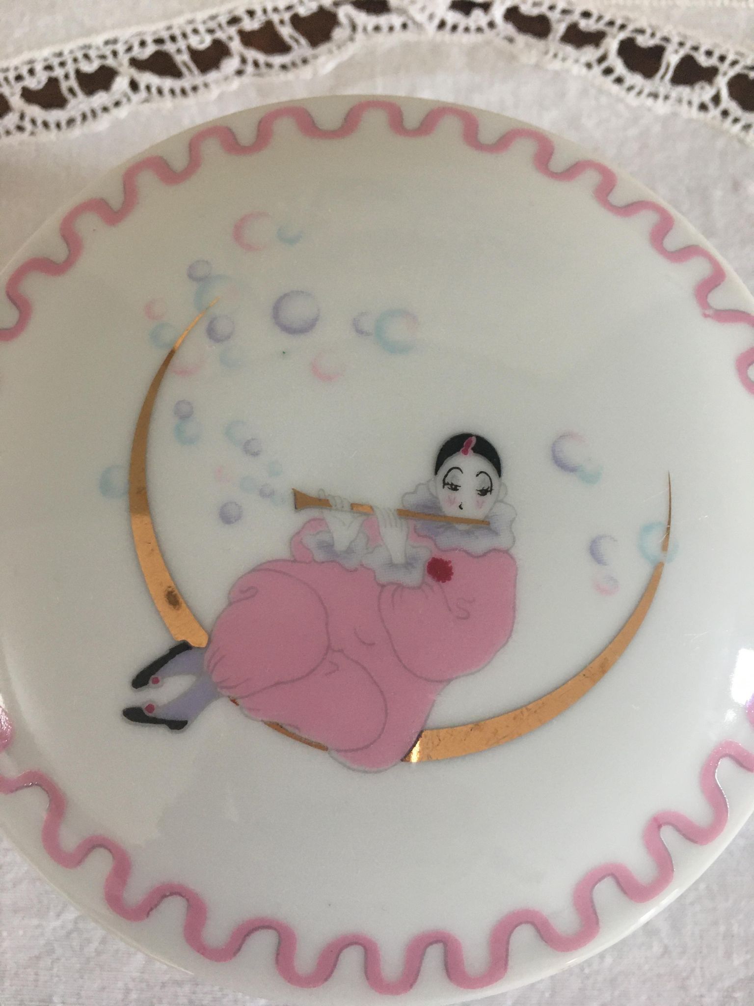Jewelry box/candy maker in porcelain Pierrot La Lune