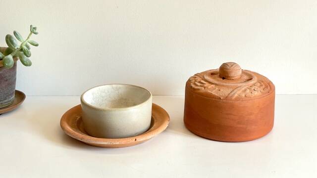 ART NOUVEAU Terracotta BUTTER DISH