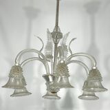 Mid-century six arms Murano Bullicante Rostrato chandelier by Ercole Barovier