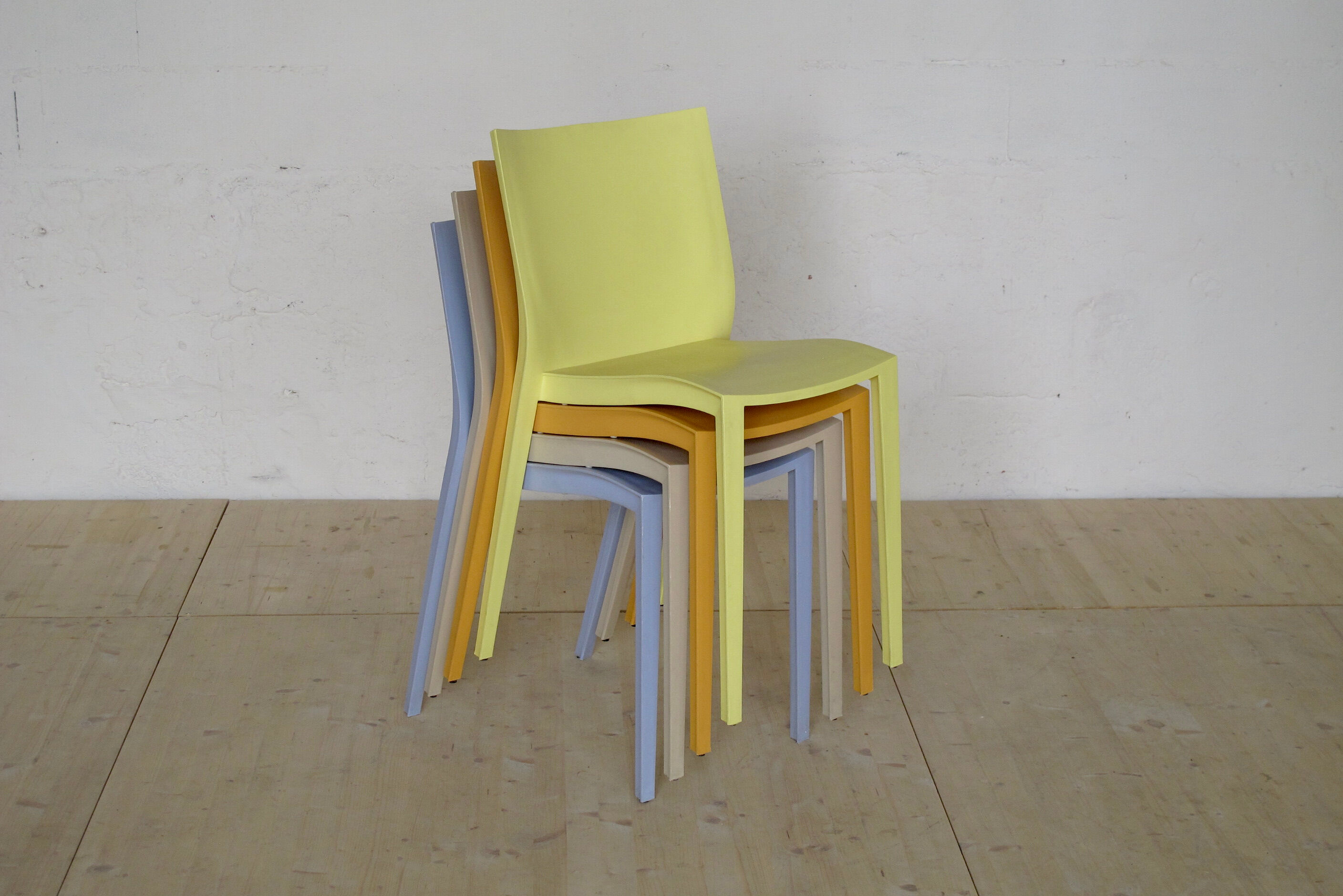 Suite of 4 colorful chairs by Philippe Starck for XO France