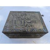 Antique repoussé brass box