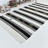 Tapis de chanvre blanc et noir 6x13, 202x404cm