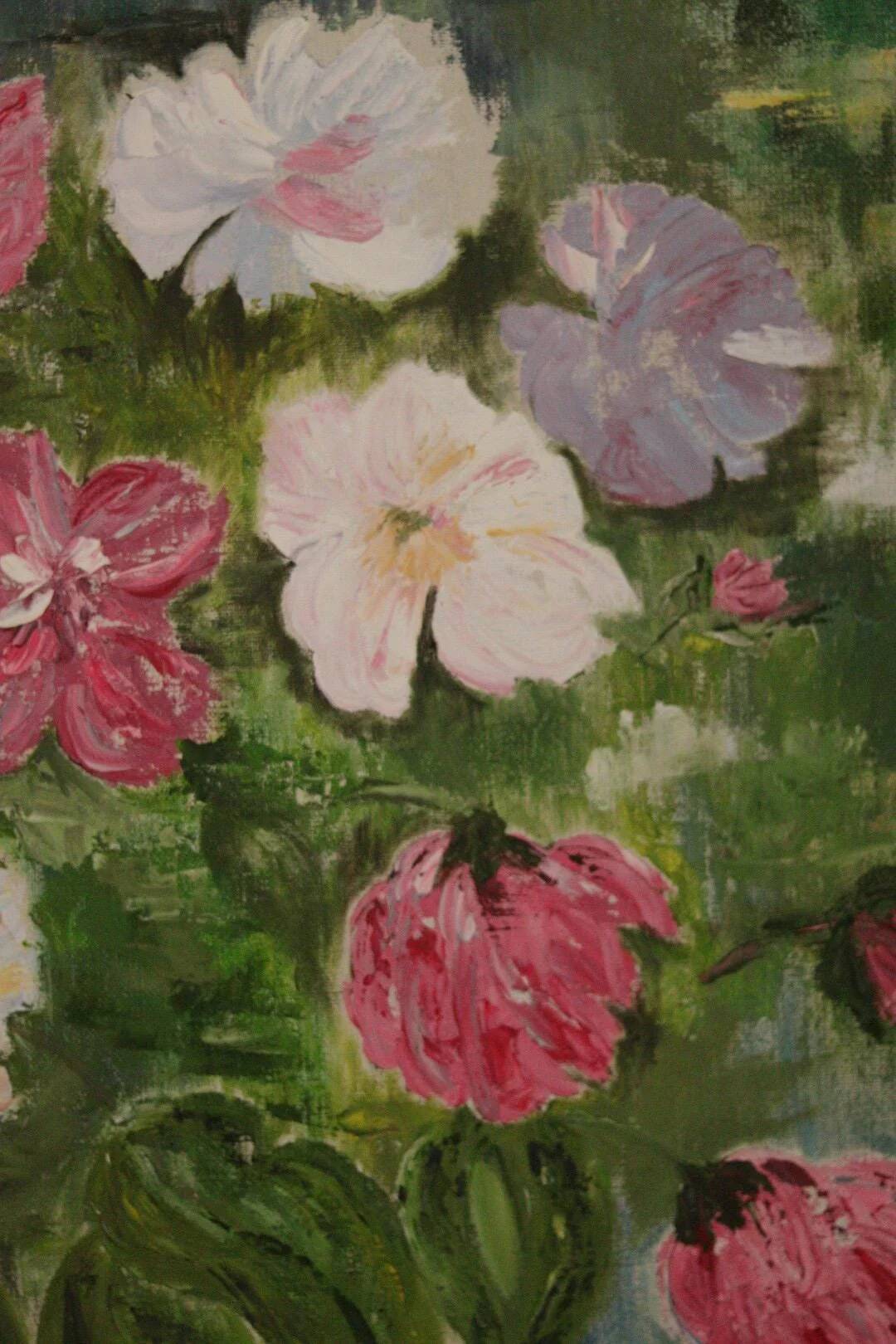 Original Oil on Canvas – “Large Bouquet” by JJ – Signed, Framed 65 × 77 cm