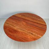 1970s Vintage Extra Large Round Red Travertine Dining Table